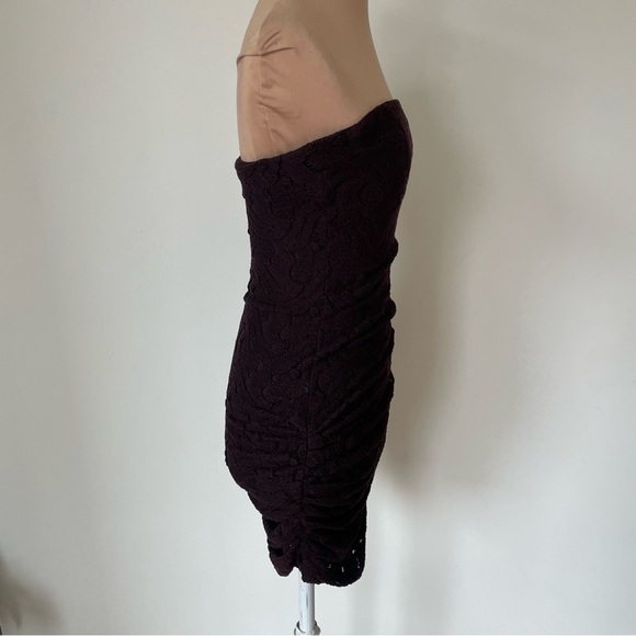 A.L.C. Strapless Brown Lace Ruched Bodycon Cocktail Party Dress 6314DL Size 0 - Picture 4 of 10